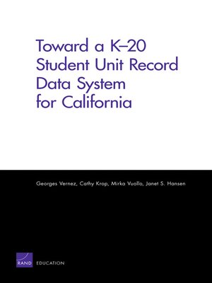 cover image of Toward a K-20 Student Record Data System for California